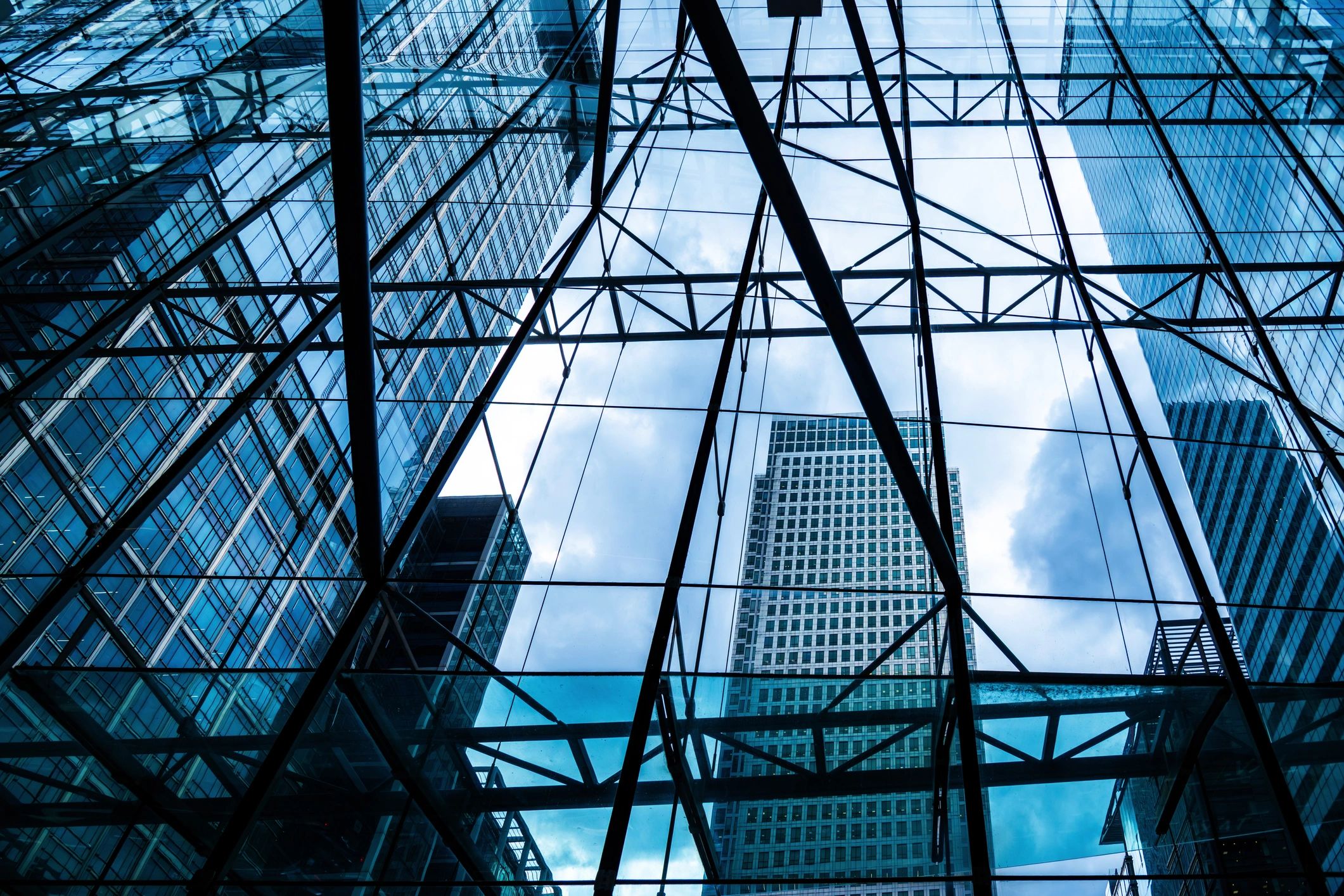 Modern glass architecture representing digital privacy and security