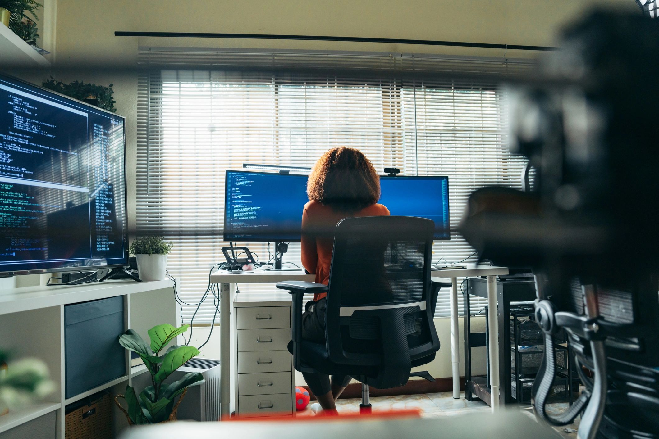Software developer working at a computer